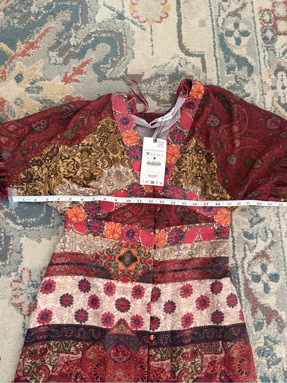 Zara Patchwork Tapestry Midi Dress, New with Tags, Size Medium - Picture 10 of 10